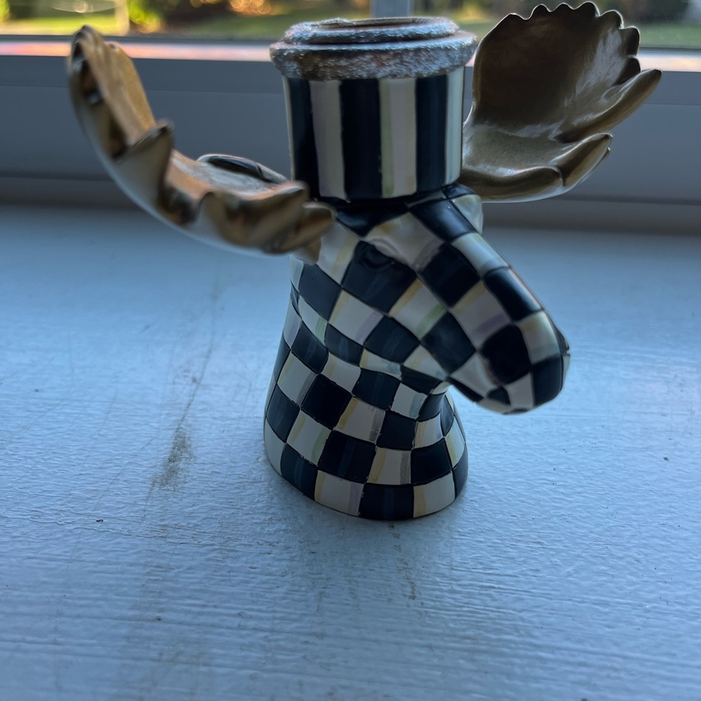 MacKenzie-Childs Black and White Moose Candle Holder